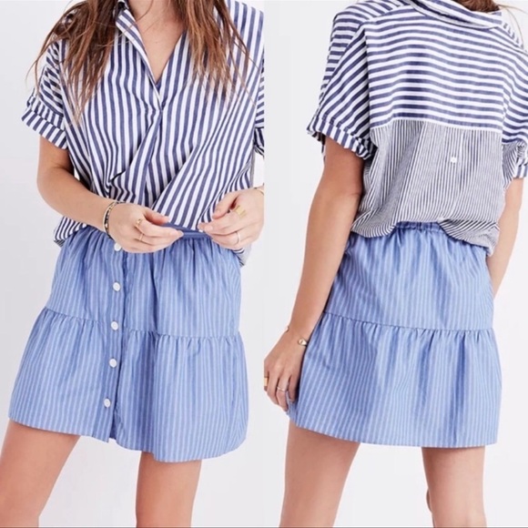 Madewell‎ Bistro Mini Skirt in Stripe Women’s Size Large  G5088 - Picture 1 of 11